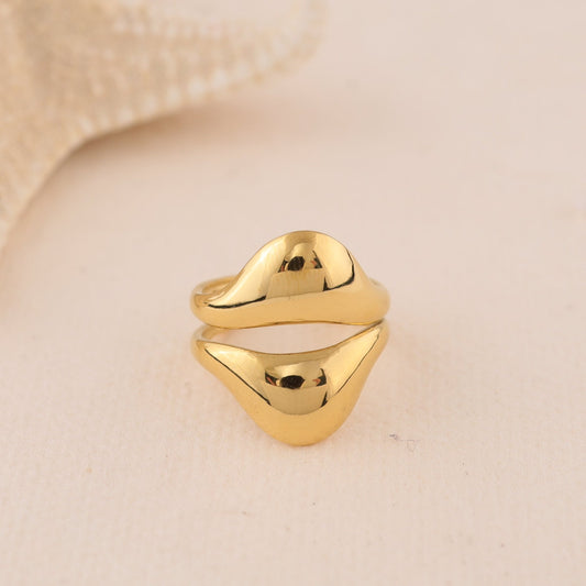 Bague Dorée Duo Vagues Lisses Ouverte - Eclat Paris