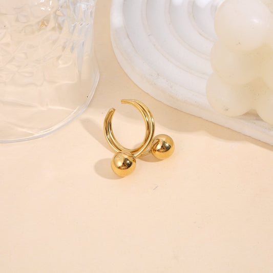 Bague Dorée Ouverte Boules Sphères Modernes - Eclat Paris