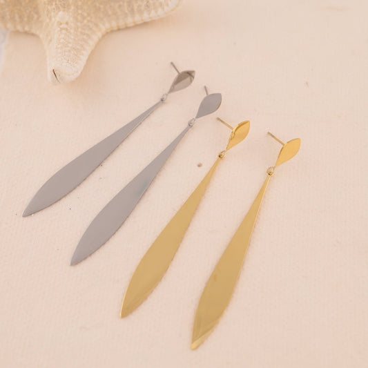 Boucles d'oreilles Argentées Longues Goutte Élancée Brillante - Eclat Paris