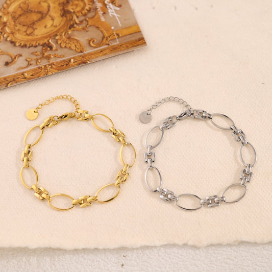 Bracelet Argenté Chaîne Maillons Ovales Et Doubles - Eclat Paris