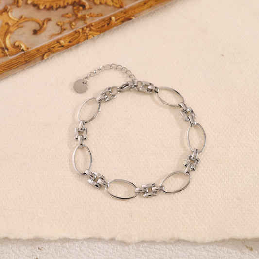 Bracelet Argenté Chaîne Maillons Ovales Et Doubles - Eclat Paris