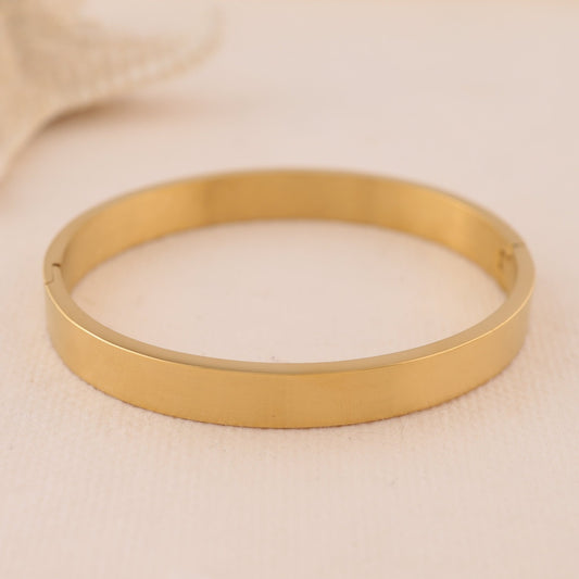 Bracelet Doré Jonc Rigide Brossé Chic Intemporel - Eclat Paris