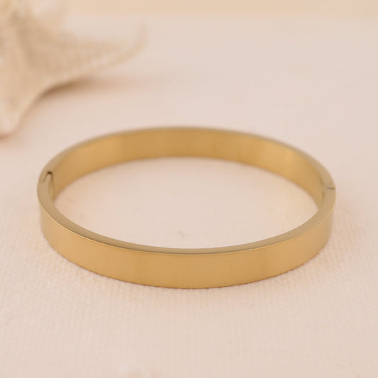 Bracelet Doré Jonc Rigide Brossé Chic Intemporel - Eclat Paris