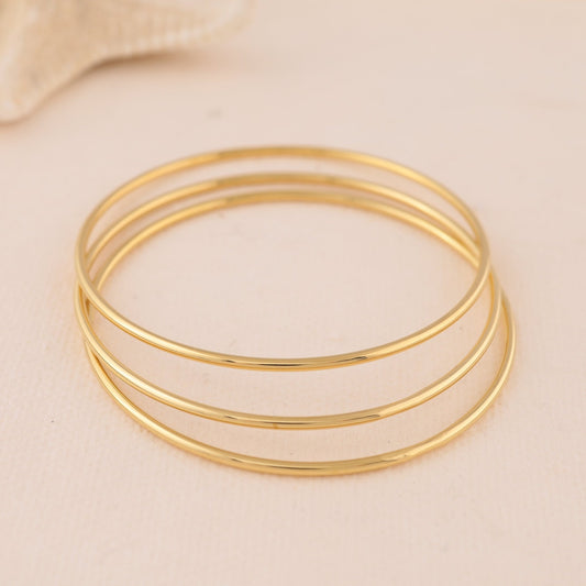 Bracelet Doré Trio Joncs Fins Lisses Brillants - Eclat Paris
