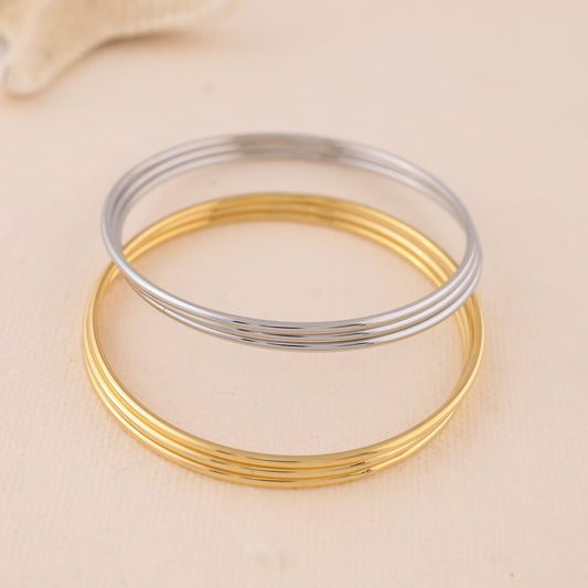 Bracelet Doré Trio Joncs Fins Lisses Brillants - Eclat Paris