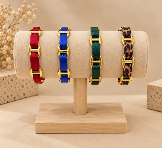 Bracelet ruban maillon tissu