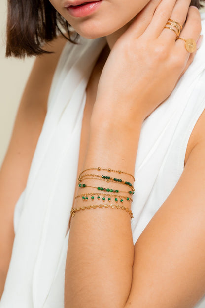 Bracelets multiples vert fleurs