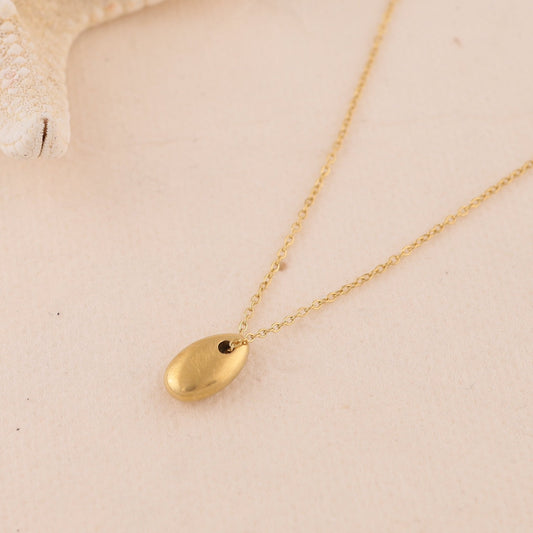 Collier Chaîne Fine Doré Goutte Lisse Brossée - Eclat Paris