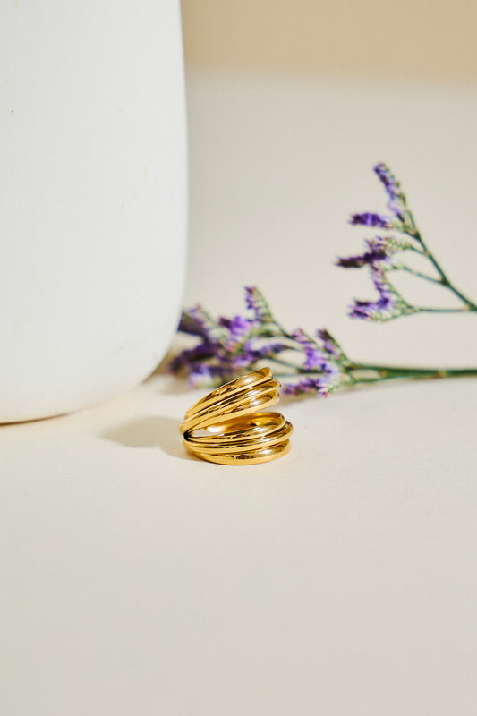 Bague Multi Lignes Dorées