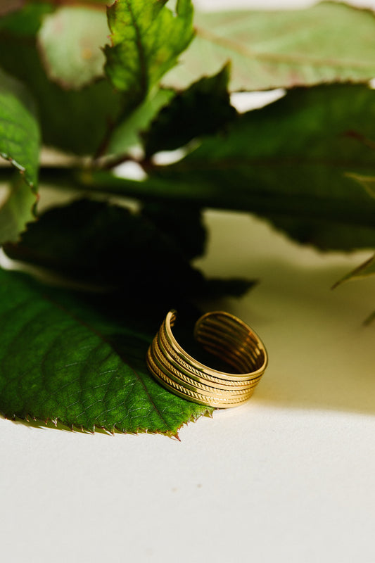 Bague Dorée Large En Fils Tressés
