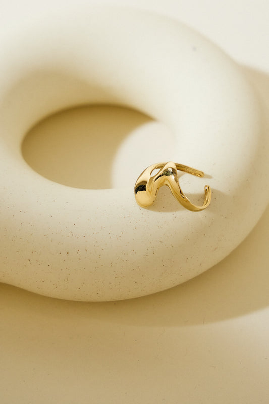Bague Dorée Brillante Vague