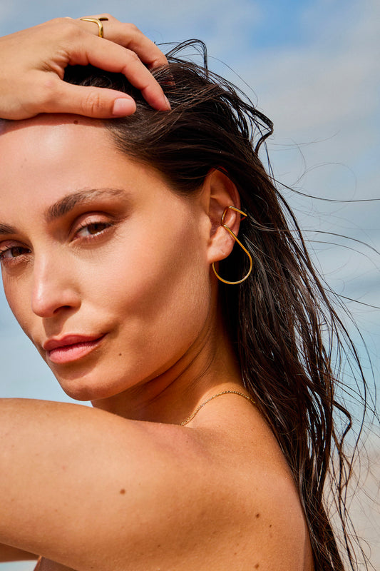 Bijou d'Oreille Doré Style Géométrique