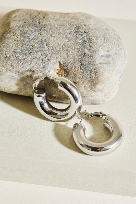 Boucles d'Oreilles Argentées Grosses Créoles Brillantes