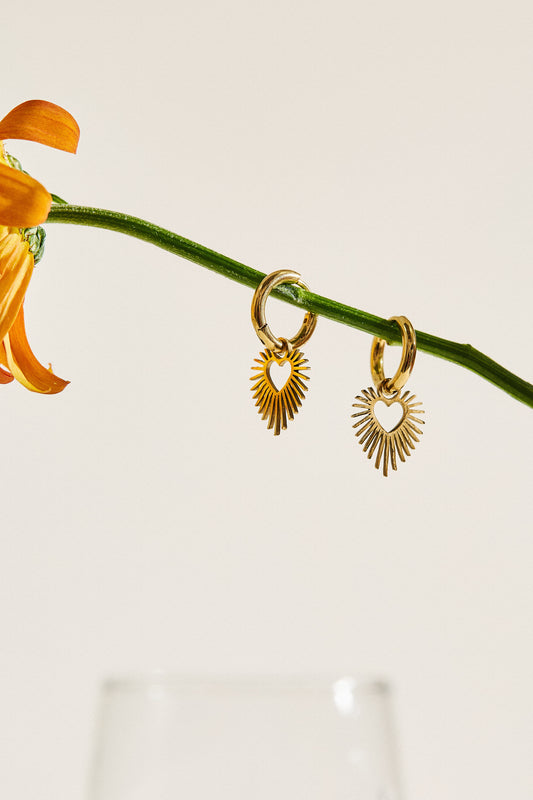 Boucles d'oreilles créoles cœur avec traits