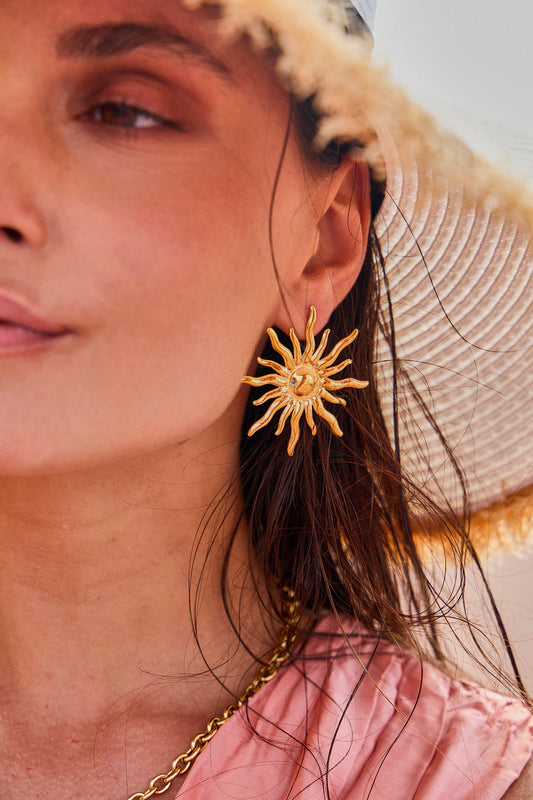 Boucles d'oreilles soleil avec rayons
