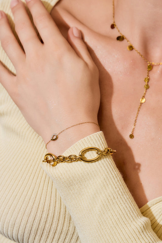 Bracelet Avec Trois Large Maillons Séparés