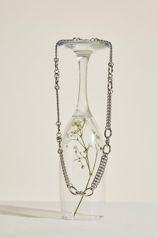 Collier Argenté Double Chaînes Mailles Et Multi Large Maillons