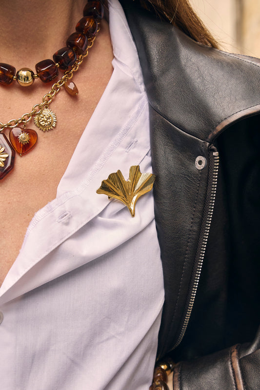 Broche fleur de ginkgo simple