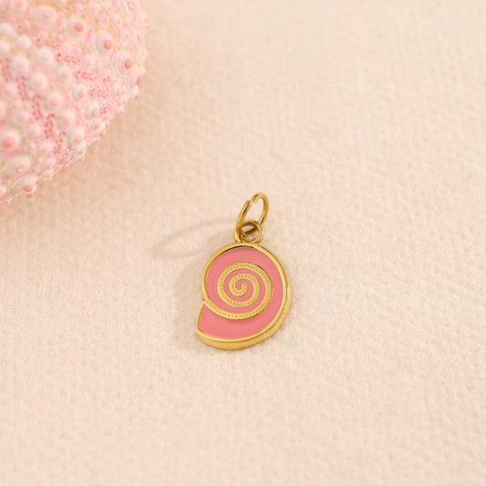 Lot de 3 Pendentifs Coquillage Doré Et Rose Émaillé - Eclat Paris