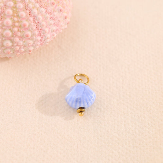 Lot de 3 Pendentifs Coquillage Émail Doré Bleu - Eclat Paris