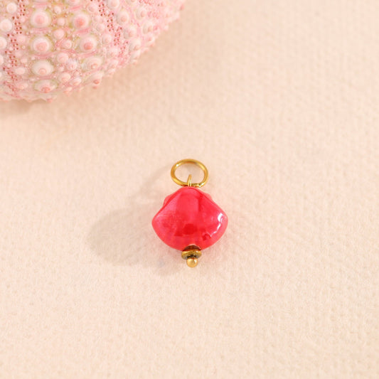 Lot de 3 Pendentifs Coquillage Émail Doré Rouge - Eclat Paris