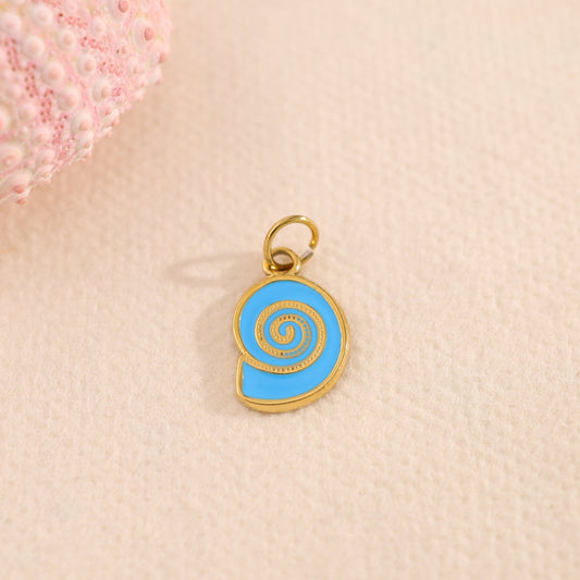 Lot de 3 Pendentifs Coquillage Spirale Doré Et Bleu Émaillé - Eclat Paris