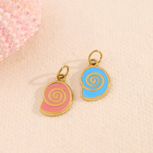 Lot de 3 Pendentifs Coquillage Spirale Doré Et Bleu Émaillé - Eclat Paris