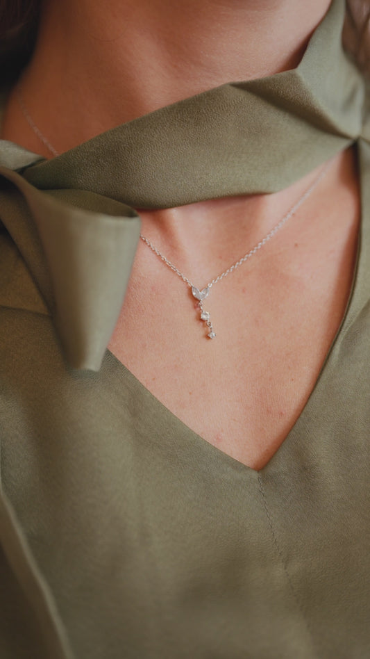 Collier Argenté Strass Pendant