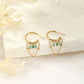 Circle earrings with green pearls and chain