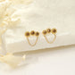 Boucles d'oreilles triples strass marrons et chaînes