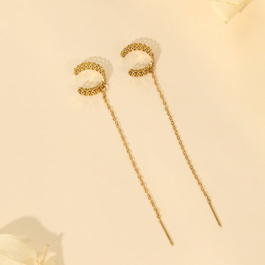 Chain earrings with ear cuff