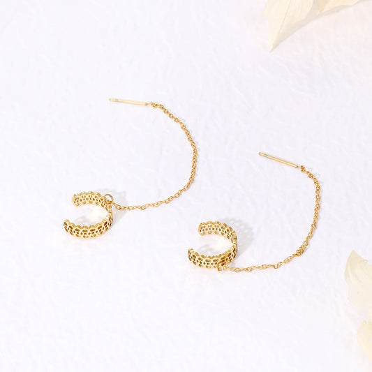 Chain earrings with ear cuff