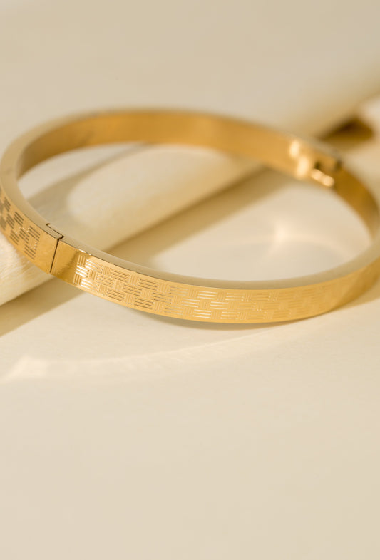 Bracelet Rigide Rectangle Doré