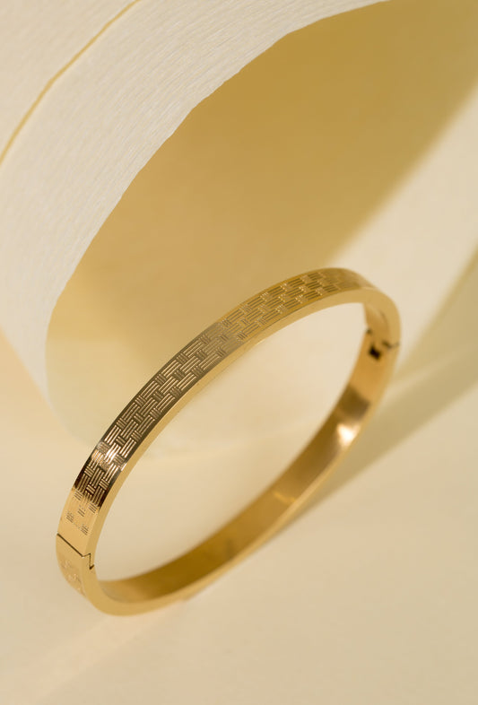 Bracelet Rigide Rectangle Doré