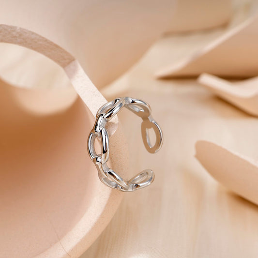 Bague ajustable lien argentée