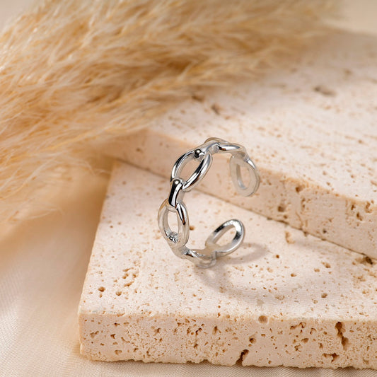 Bague ajustable lien argentée
