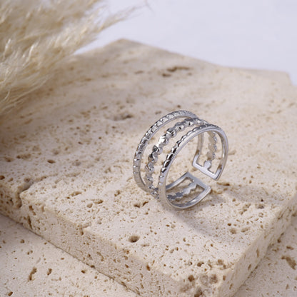 Silver triple line ring