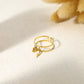 Bague double lignes avec pendentif rond et éclair