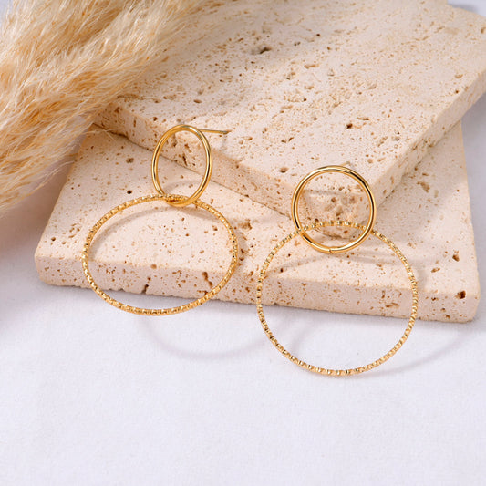 Boucles d'oreilles doubles créoles dorées