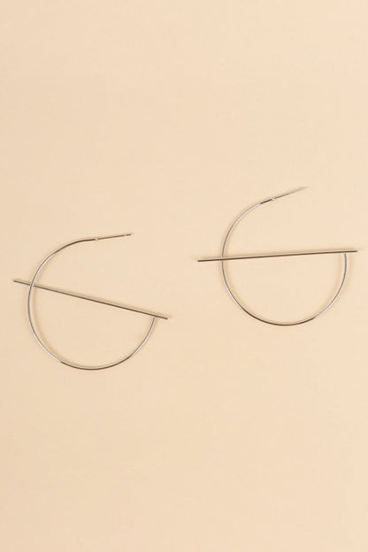 Silver barred hoop earrings
