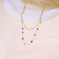 Collier double chaîne petites perles vertes