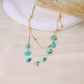Double chain necklace with 8 blue stones