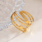 Bague ligne quaduple avec points