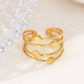 Bague ligne quaduple avec points
