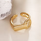 Rectangle asymmetrical adjustable golden ring
