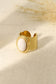 Wide wave ring with white stone
