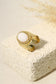 Wide wave ring with white stone
