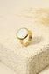 Ring with round mother-of-pearl plate