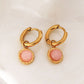 Creole earrings with pink round stone