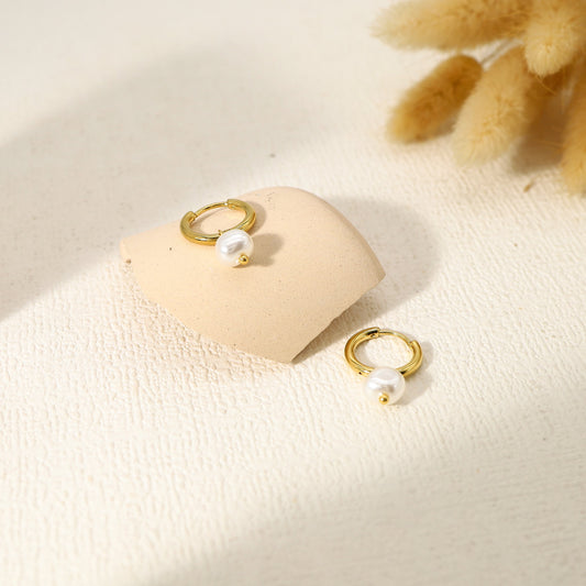 Boucles d'Oreilles Mini Créoles Avec Perle